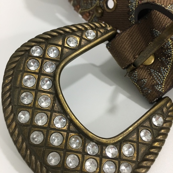 Faux Leather Rhinestone Embellished Paisley Belt - Picture 4 of 8